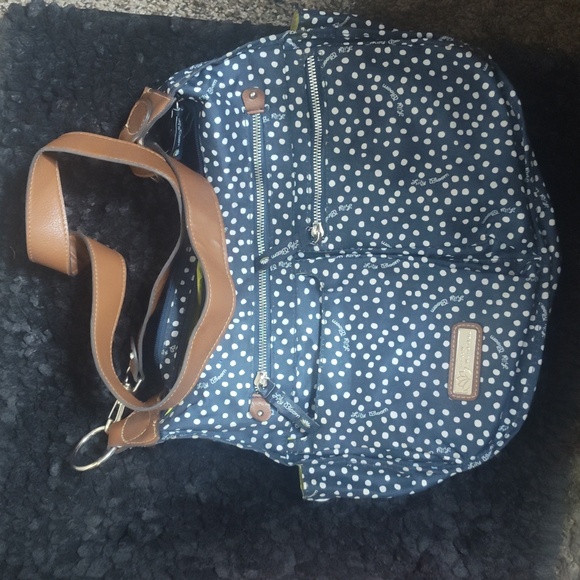Lily Bloom Navy and White Polka Dot Shoulder Bag - Picture 1 of 4